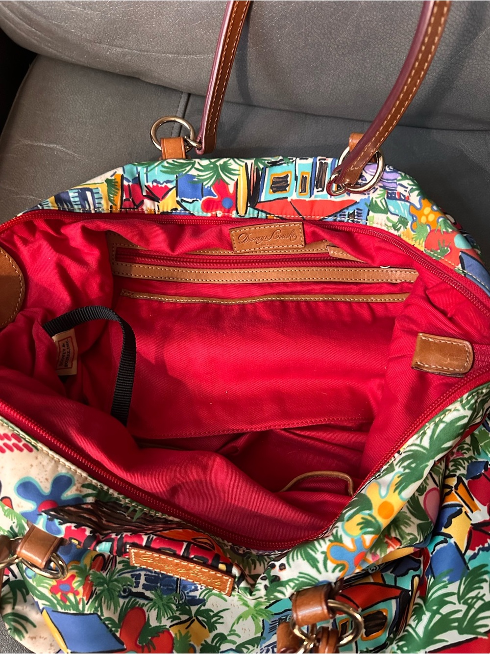 Dooney & Bourke Sandbar Tropical Print XL Satchel - Picture 6 of 7